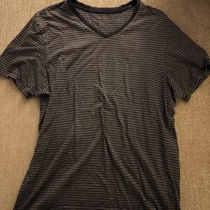 Men's Black Striped V-Neck Shirt